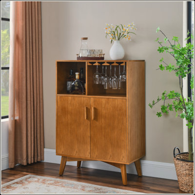 Armoire à liqueur de 31,5 po avec porte-verres à vin, support à vin et tablette réglable, armoire à vin, armoire à café pour la cuisine, buffet rustique avec rangement pour salle à manger maison de campagne