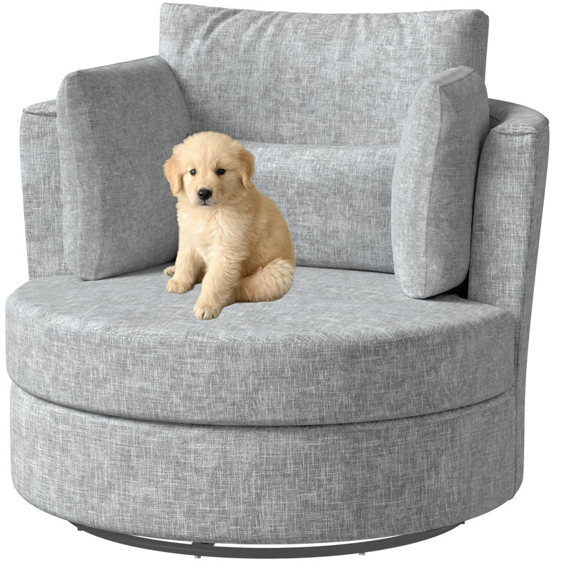 Fauteuil d'appoint pivotant Chenille, Gris chenille
