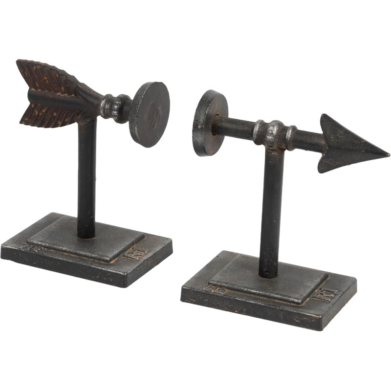 Bronze arrow-shaped cast iron bookend (2-piece set)