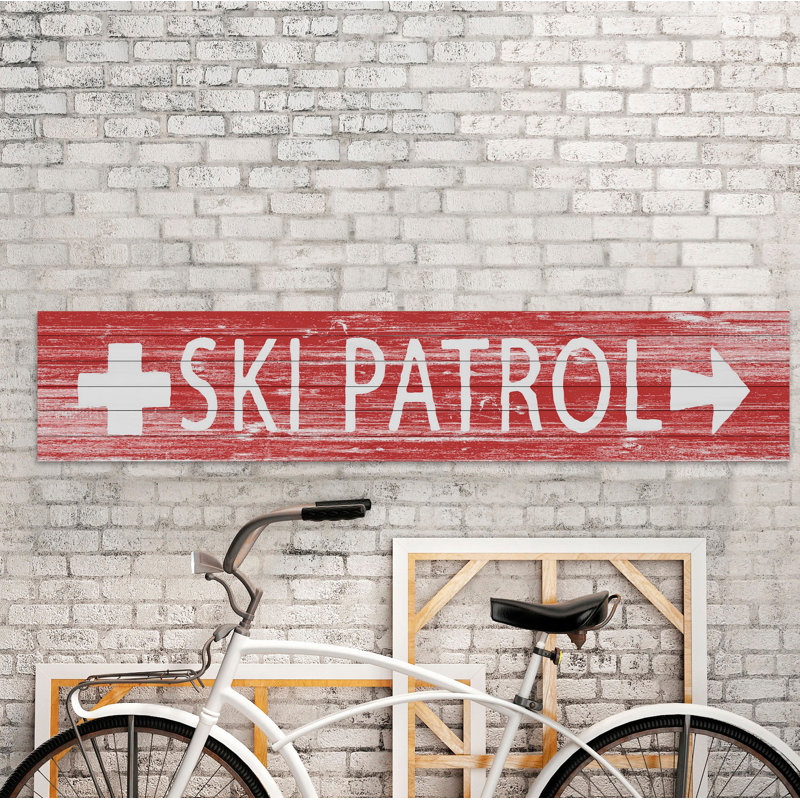 « ski patrol », art textuel sur bois