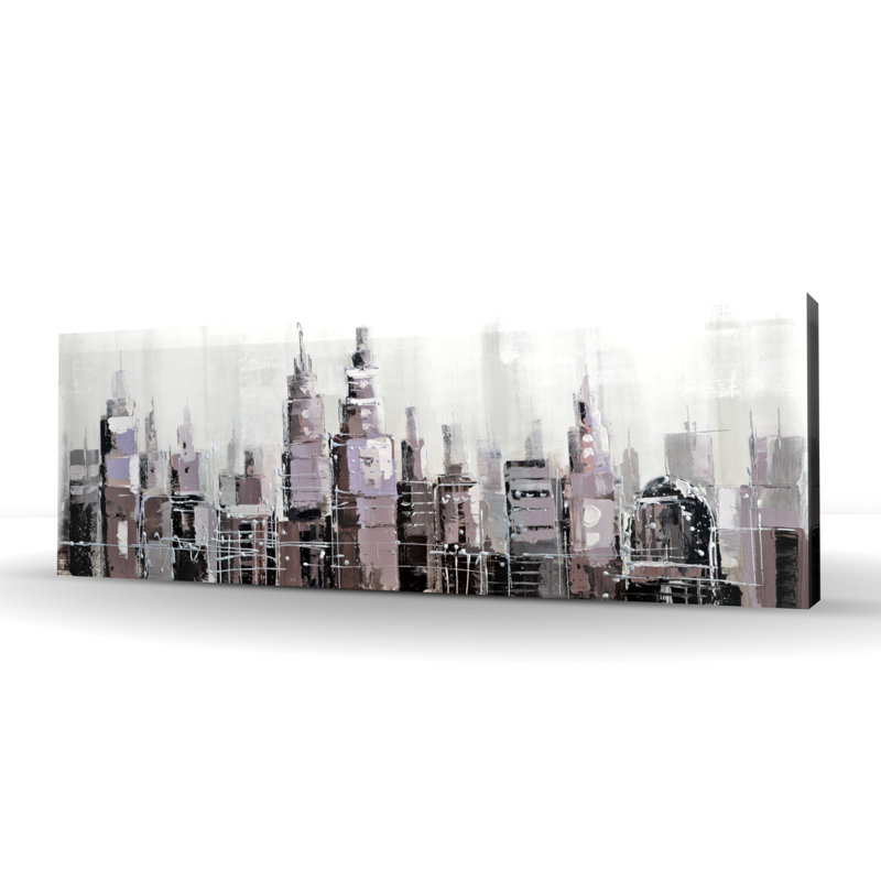 Abstract Grayscale Cityscape - Modern Building Canvas Art