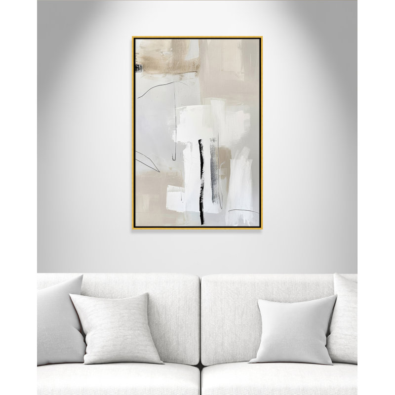 «Neutral Balance II» par Lazar Studio, Framed Canvas, 25.5'' W x 37.5'' H, Gold Floater