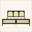Lit plateforme en bois avec tête et pied de lit en rotin-285177107-285177116