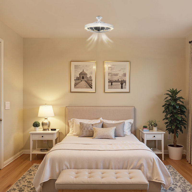 20-Inch 3-Speed White Ceiling Fan With Dimmable LED Light - Flush Mount For Low Ceilings