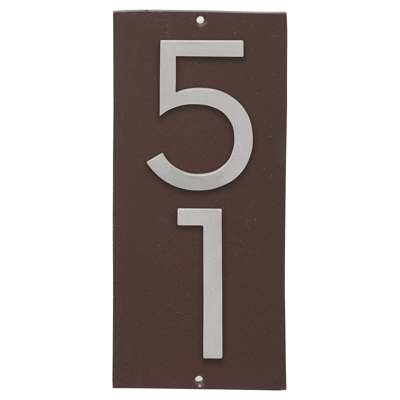 Plaque d’adresse murale sur 1 ligne flottante, Bronze romain, Aluminium brossé, Oui
