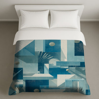 Blue Geometric Composition Duvet Covers