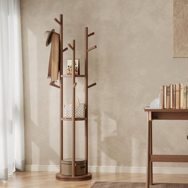 Solid Wood Freestanding 9 - Hook, Brown