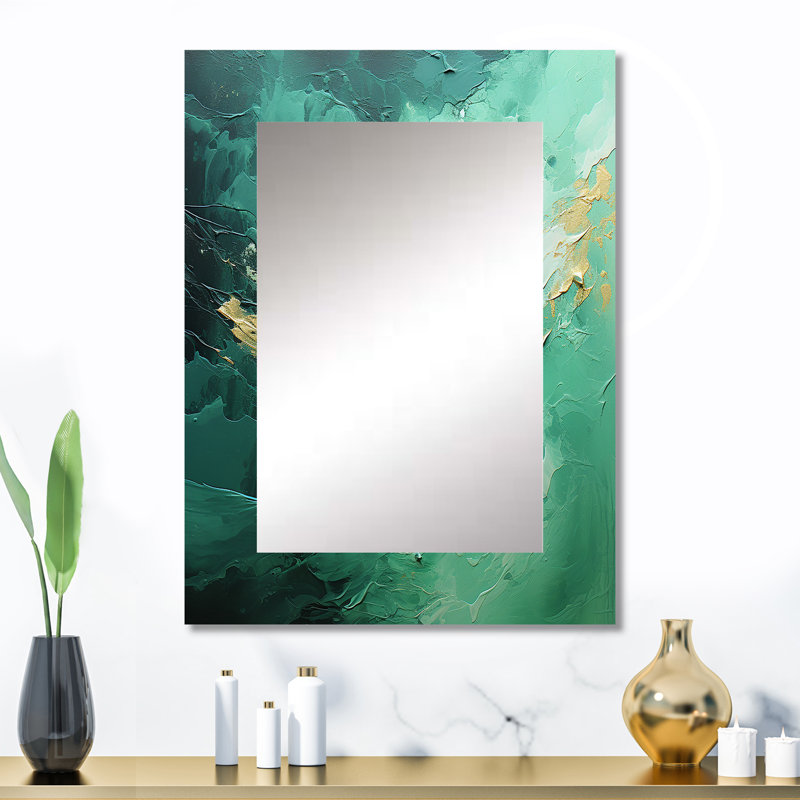 Emerald Euphoria I - Landscapes Large Wall Mirror, Green Decorative Mirror, Printed Metal Art, 32" x 24"