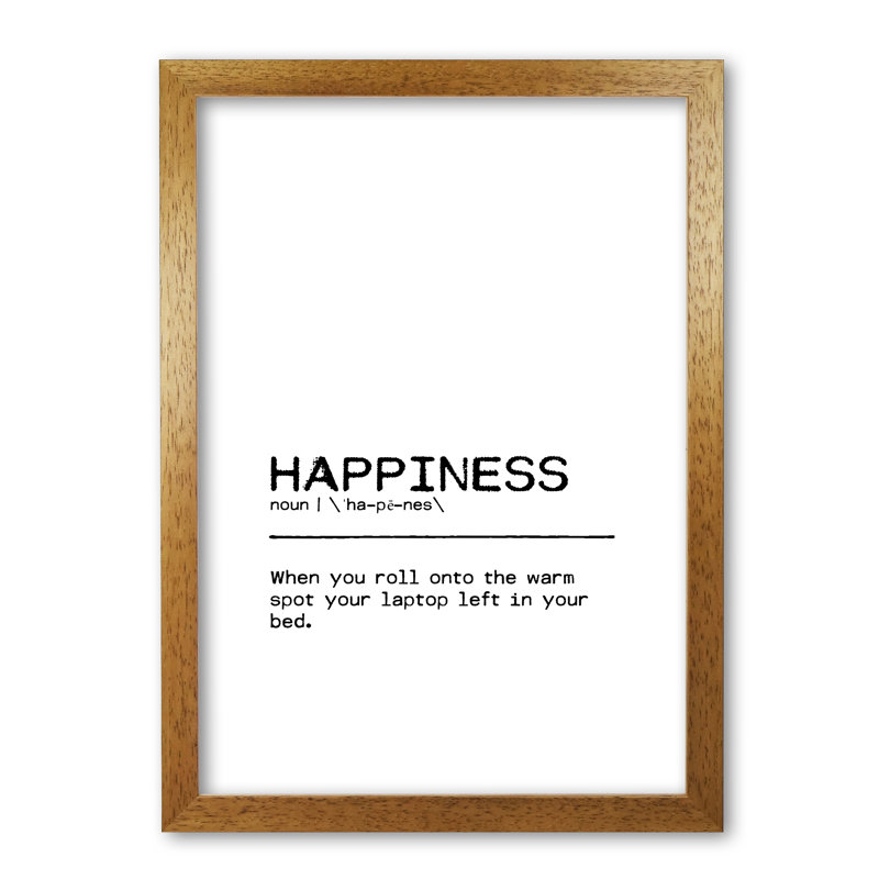 Happiness Laptop - Print, 42 cm H x 30 cm W x 5 cm D, Honey Oak Frame