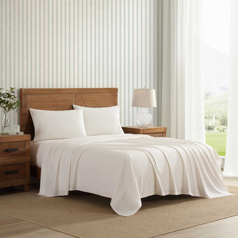 Percale Novelty 200 Thread Count Printed Cotton Sheet Set, Queen Sheet Set with 2 Standard Pillowcases, Chelsie Vine Yellow