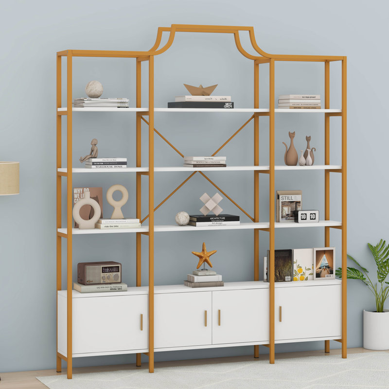 4-Tier Bookcase With Storage Cabinet Shelf