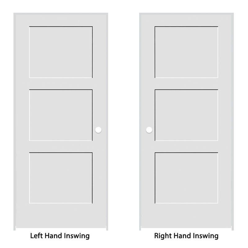 Primed 3 Equal Panel Interior Shaker Door Prehung with 4-9/16" Jambs, Brushed Chrome, Left, 28" x 84"