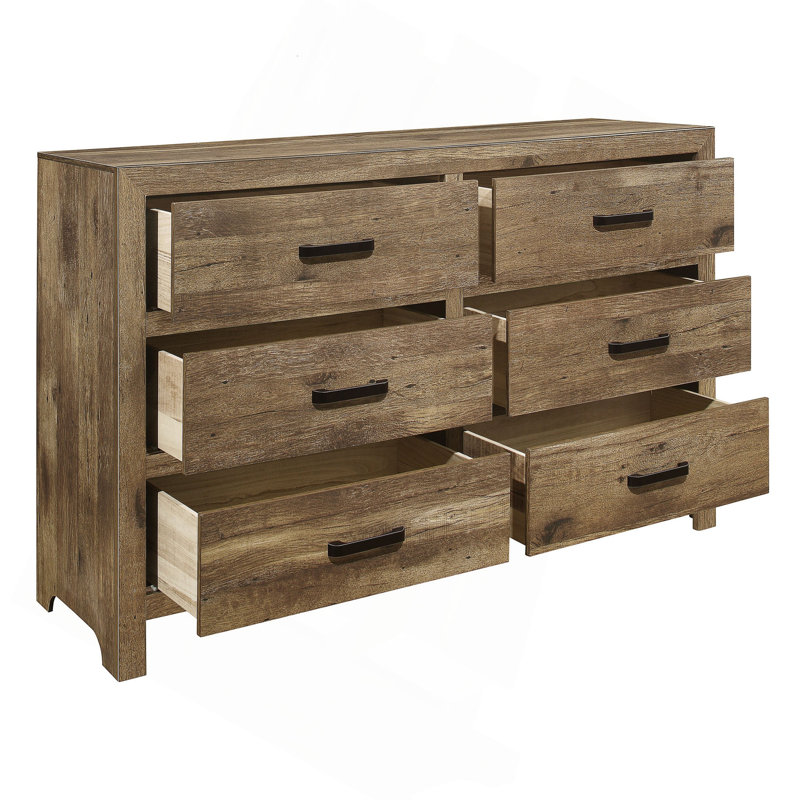 Commode de style rustique avec 6 tiroirs de rangement et meubles de chambre à coucher en bois