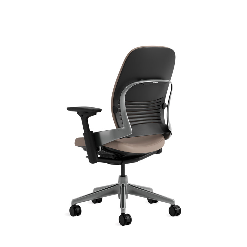 SteelcaseLeap Leather Task Chair, Mica, Carpet, Polished Aluminum