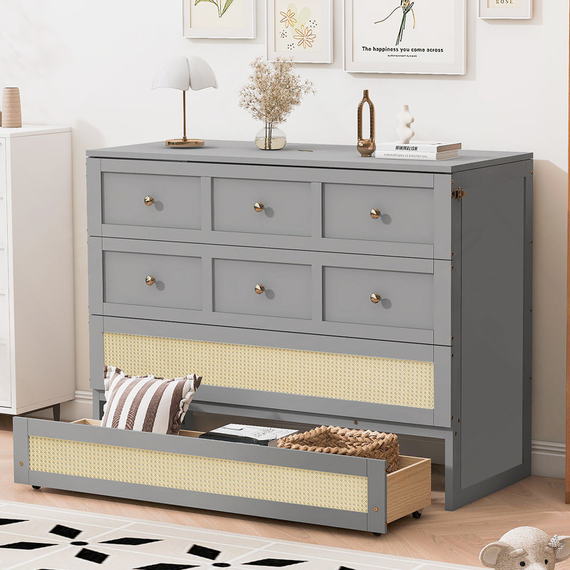 Lit escamotable avec grands tiroirs de rangement Murphy, Grey