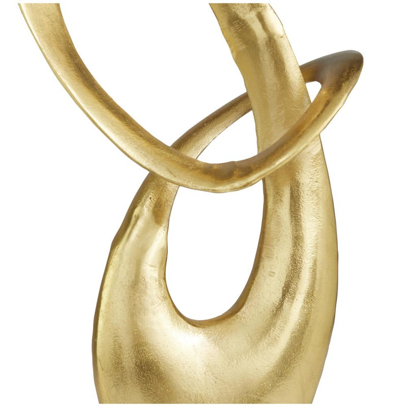 Berdeen Modern Solid Aluminum Abstract Sculpture, 17.45" H X 9.55" W X 5.1" D, Gold