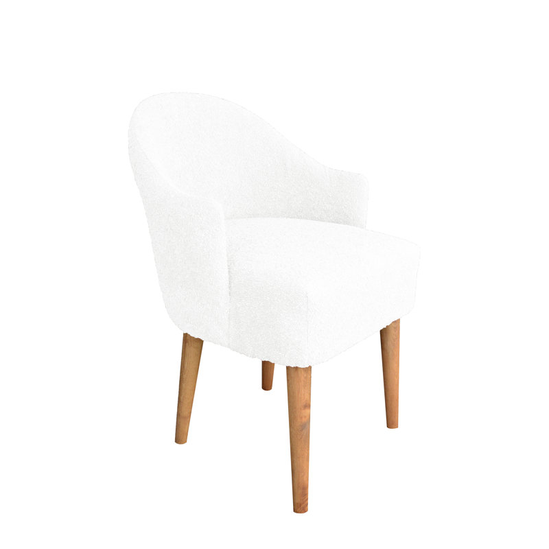 50cm H Polyester Blend Upholstered Slat Back Armchair, White