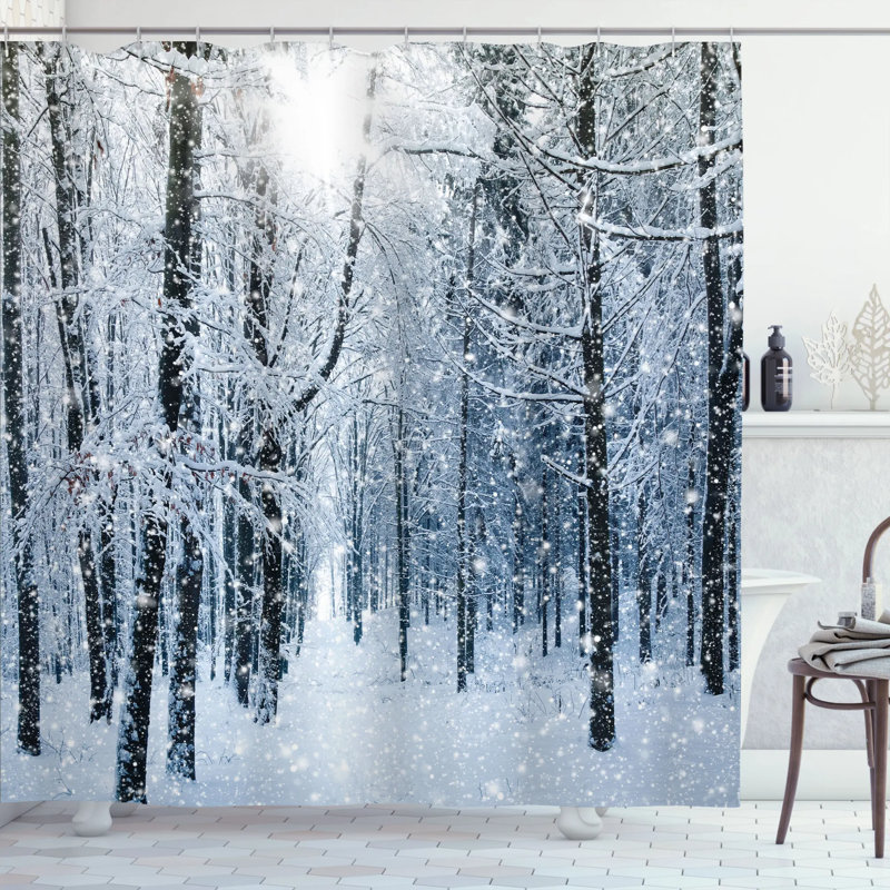 Winter Shower Curtain Set + Hooks, 70" H x 69" W