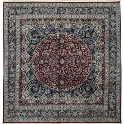 Jahan Wool Oriental Area Rug in Rust/Blue/Gray