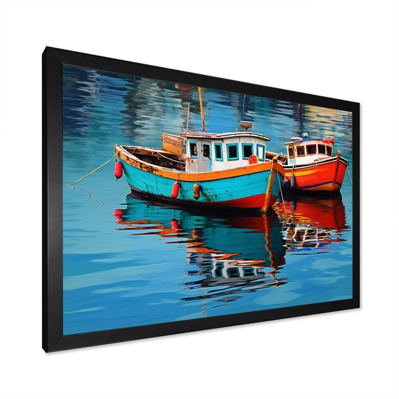 Bateau de pêche Melody II - transport, art mural, salon, Cadre photo noir, H 30 po x l 40 po x P 1,5 po