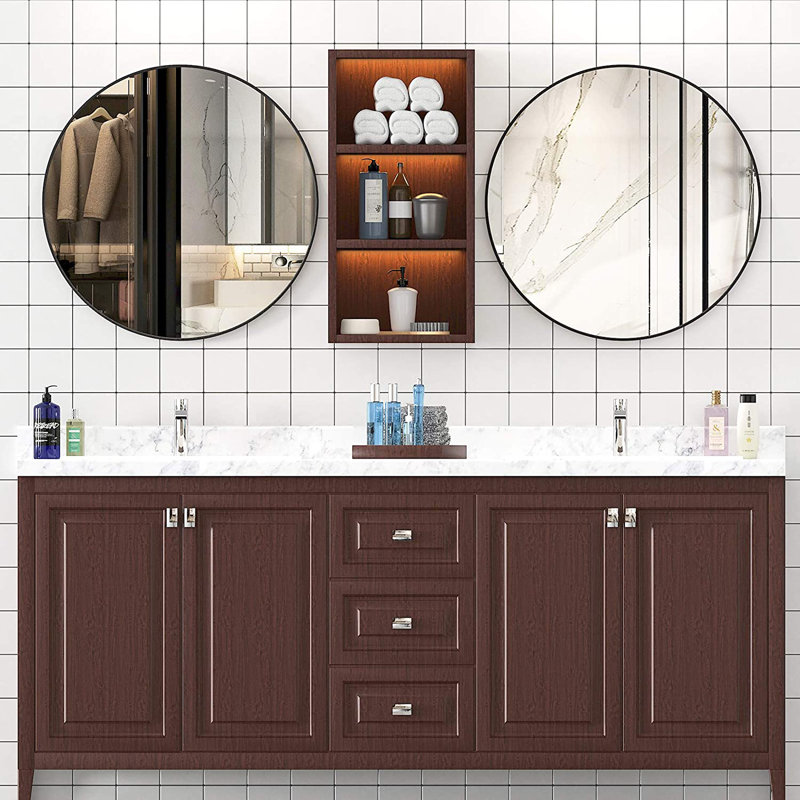  Miroir rond noir de 24 po pour salle de bain, miroir de meuble-lavabo à cadre en métal pour évier, miroir mural moderne pour entrée et salon (ensemble de 2)