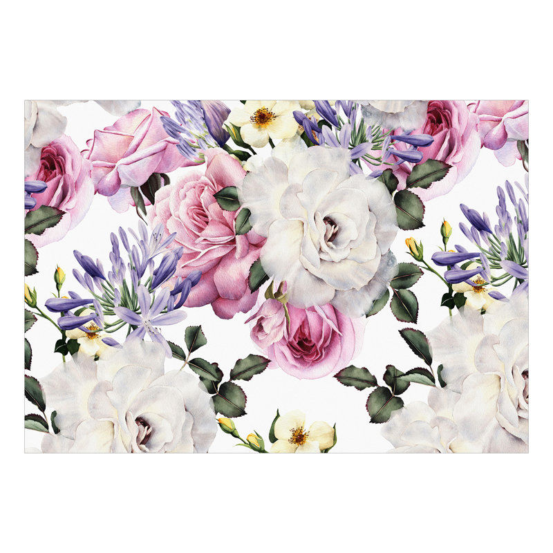 Murale pelez et collez - Klosky, L 2,3 po x l 38,6 po, Blanc / Rose