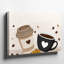 Toile, une illustration fantaisiste mettant en vedette deux tasses à café stylisées, l'une dans un art mural brun clair avec un motif en forme de cœur et l'autre dans un art mural sur toile-67232068