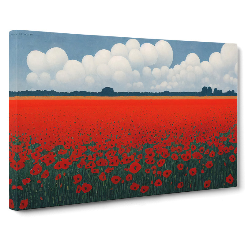 Futuristic Poppy Field Flowers - Wrapped Canvas, 35cm H x 50cm W x 3cm D