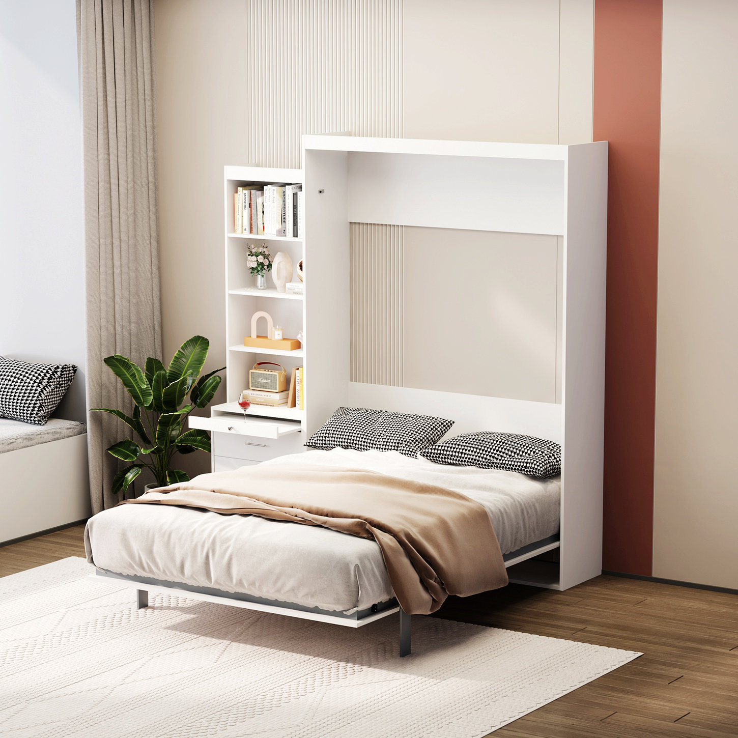 Latitude Run® Morden Deisgn Full Size Murphy Bed With Shelf And Drawers ...