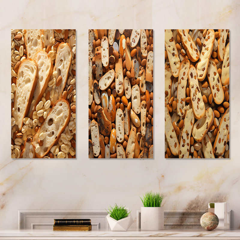 Freshly Bake Biscotti Boulevard - ensemble d'art mural en métal de 3 desserts, H 32 po x l 48 po