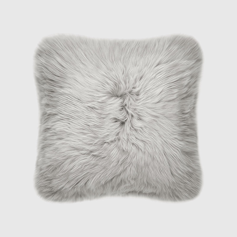 Fieldman Leather Reversible Throw Pillow, Light Gray