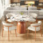 5 - Piece Kitchen Dining Table Set Farmhouse Round Pedestal (1 Table 4 Chairs)-1213789749-1213789745