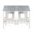 Twin Size Low Loft House Bed With Roof And Two Front Windows , White