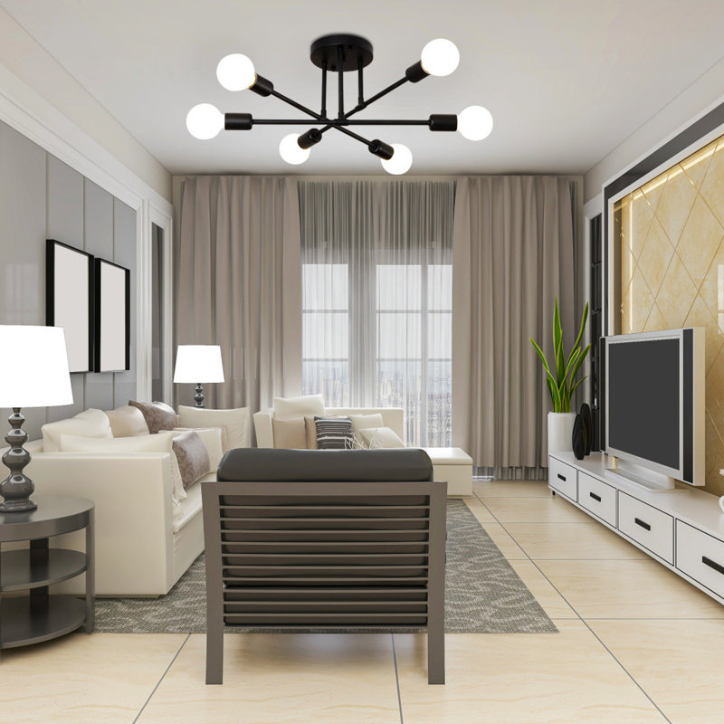 6-Light Chandelier, Black