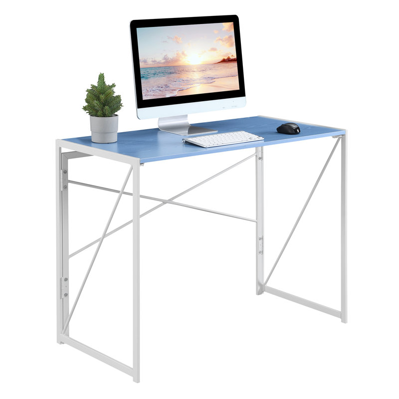 Computer Folding Desk, Blue/White