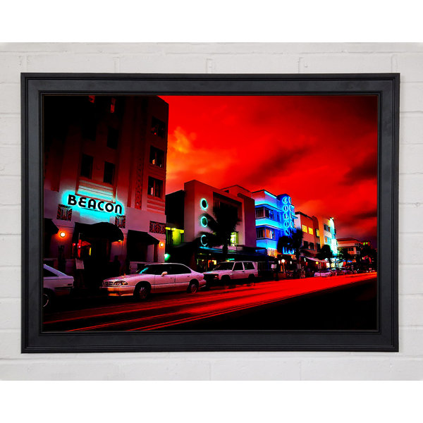 Ebern Designs Los Angeles Red Glow - Single Picture Frame Art Prints ...