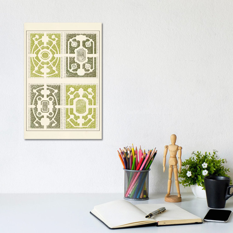 Green Garden Maze II by J.F. Blondel - Wrapped Canvas Print, 20.32 cm H x 30.48 cm W