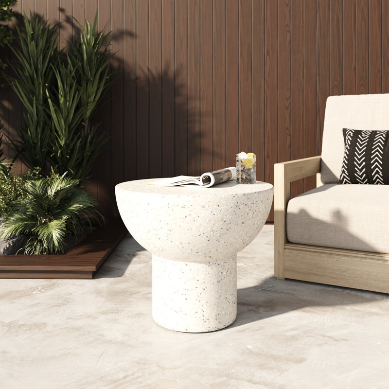 Hendricks Fate - Modern Concrete End Table, White