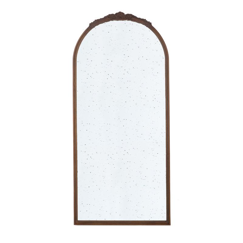 23 "x 42" Cadre de miroir antique en bois sculpté à la main rose, 65,22 po x 29,32 po, Brun