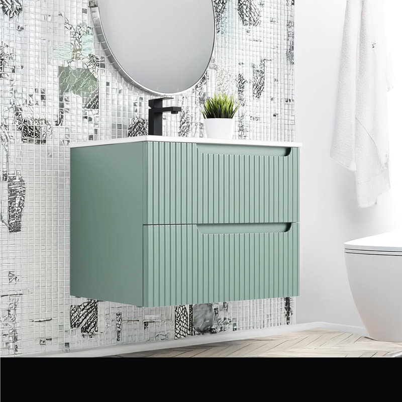 Meuble-lavabo moderne avec façades de tiroirs Citiscape, Vert menthe