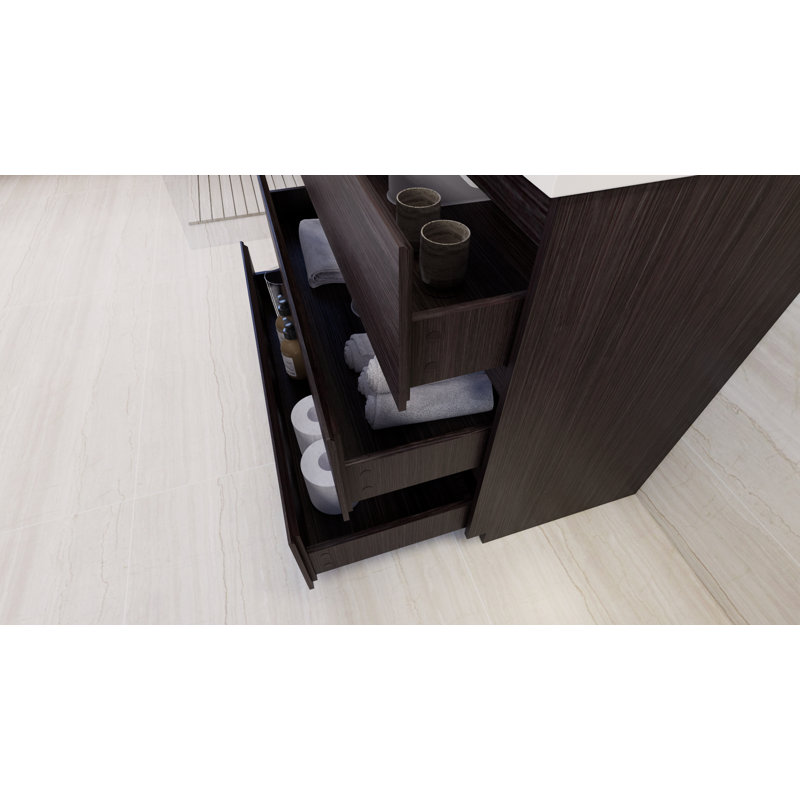 Single Bathroom Vanity Base Only, Dark Gray Oak