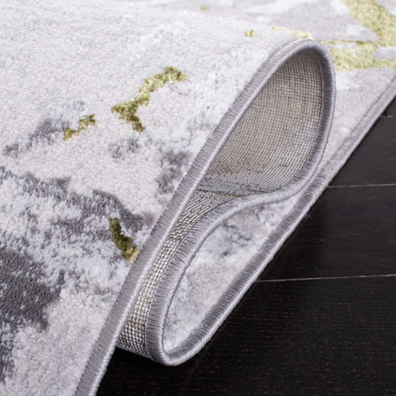 Robbs Abstract Gray/Green Area Rug, Round 6'7"