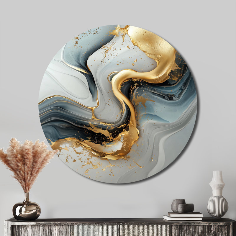 Tadeo - formes modernes, art mural rond en métal, H 23 po x l 23 po