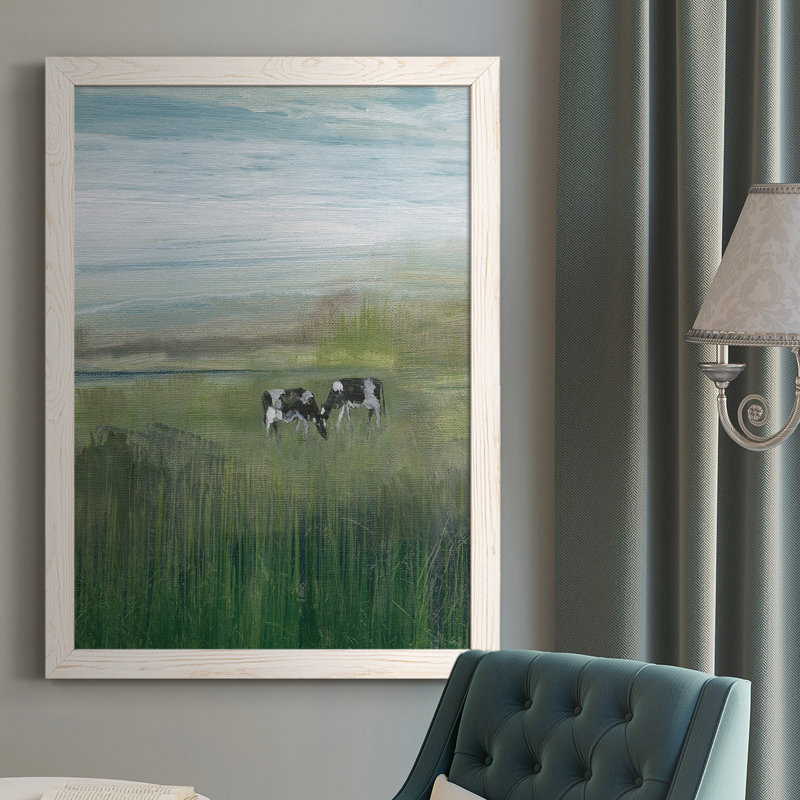 Savigne Out to Pasture I - peinture sur toile à cadre unique, H 37,5 po x l 27,5 po x P 1 po, Blanc