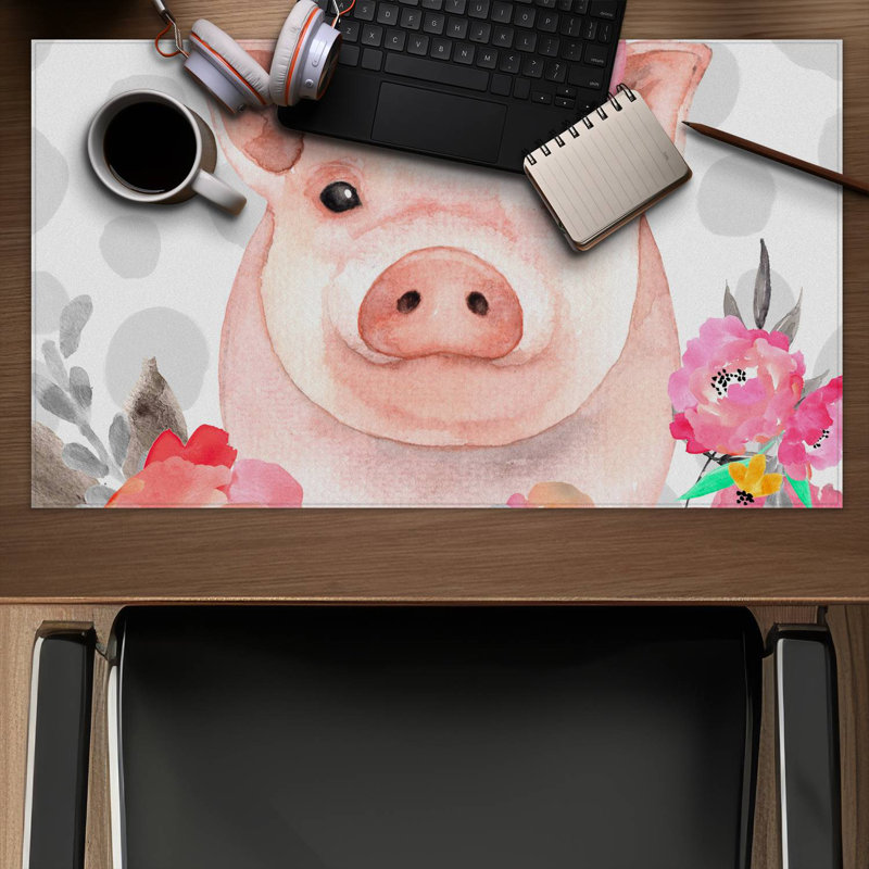 Pretty pig - 14.00"x24.25" Desk mat