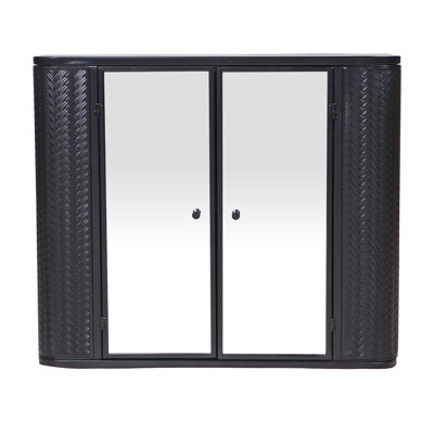 Armoire de salle de bain noire antique pour salle de bain, 2 miroirs, tablette ouverte, design, look contemporain, armoire de salle de bain avec miroir et meuble-lavabo en métal de 8,04 po de largeur, 25,64 lb