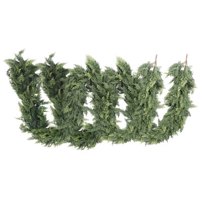 Guirlande en cèdre artificiel doux et réaliste - Décoration de Noël pour foyer, table, escalier, fenêtre et porte d'entrée
