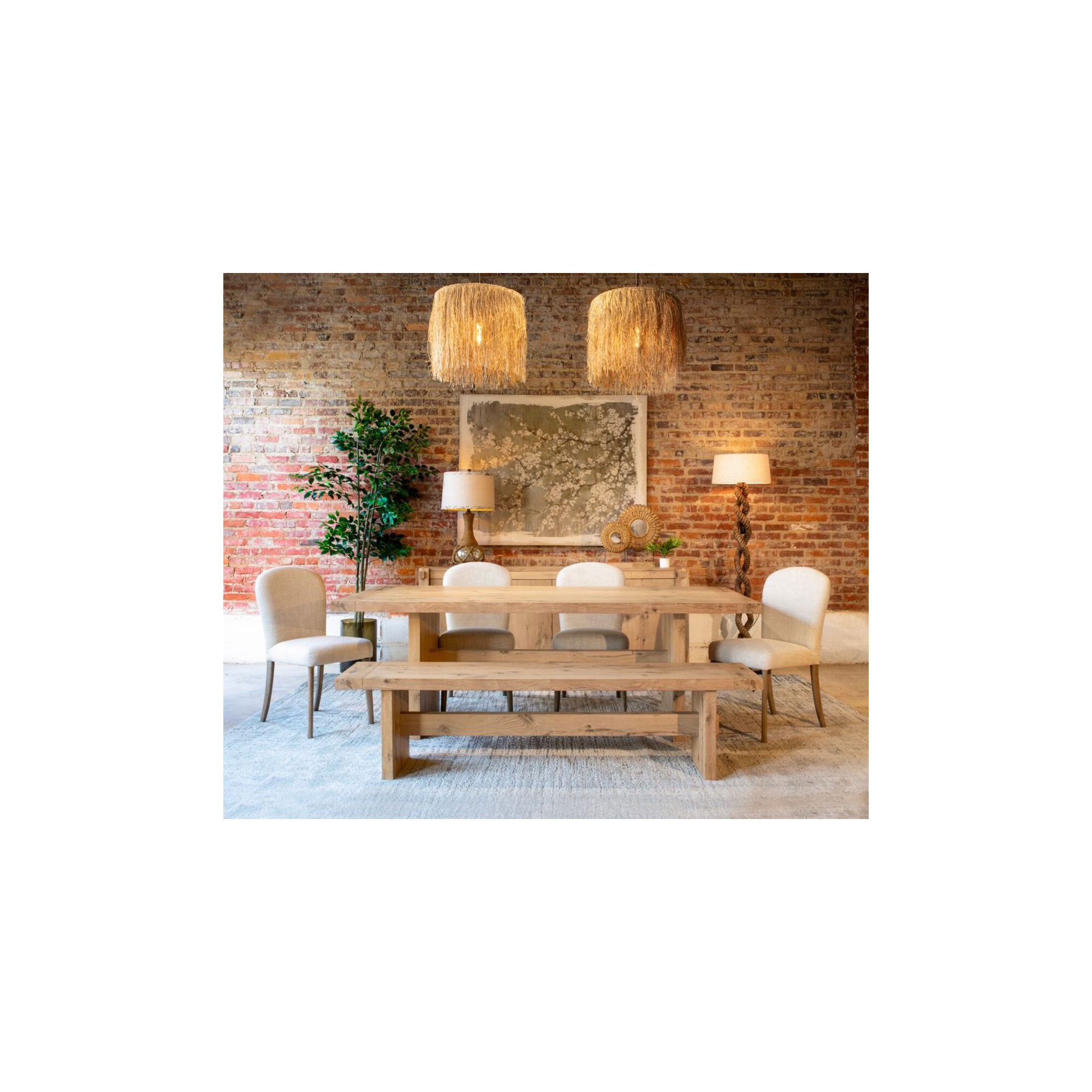 Rhett 85" Dining Table In Distressed Oak