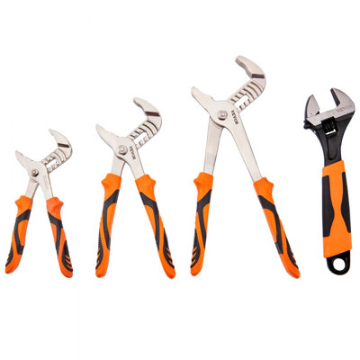 Ensemble de pinces 8 pièces, acier à haute teneur en carbone, pinces à joint rainuré 12 po / 10 po / 8 po, pinces de tir de ligne 8 po, pinces à joint coulissant 6 po, pinces à bec long 8 po, coupe diagonale 6 po, clé à molette 10 po et Sac à out
