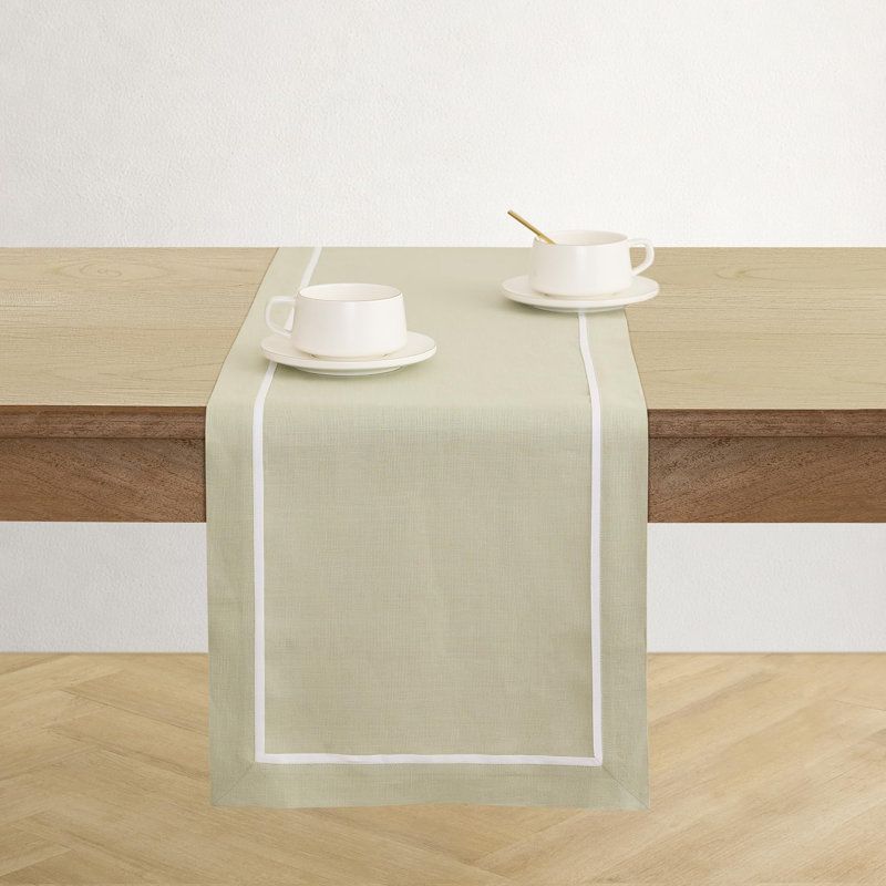 100% Pure Linen Table Runner -kensington, Sage, 36" x 14"